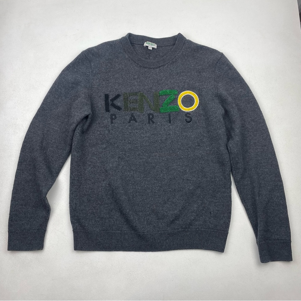 KENZO LOGO CREW KNIT SWEATER SIZE MEDIUM